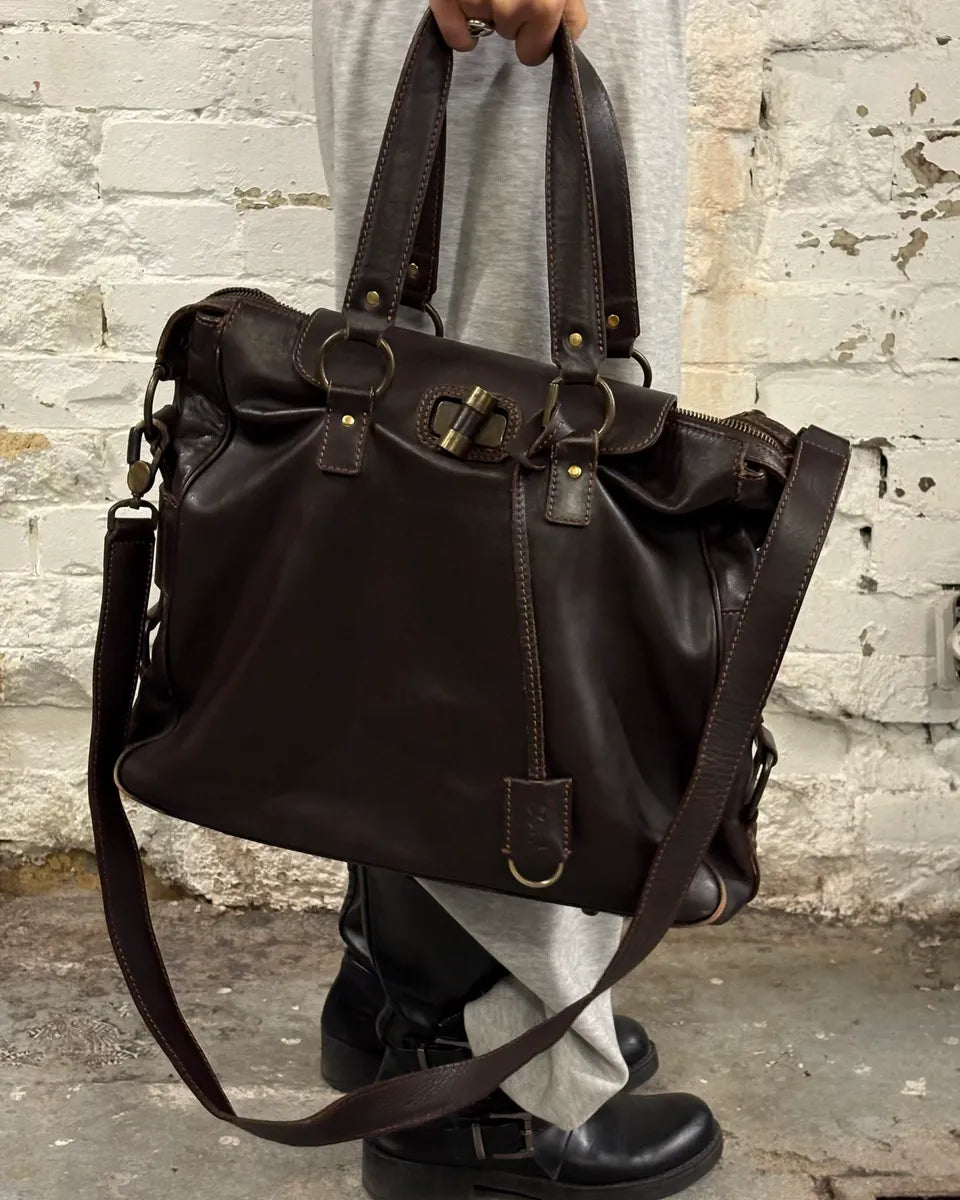 2000s Yves Saint Laurent Brown Leather Handle Bag GOQUNAM 3