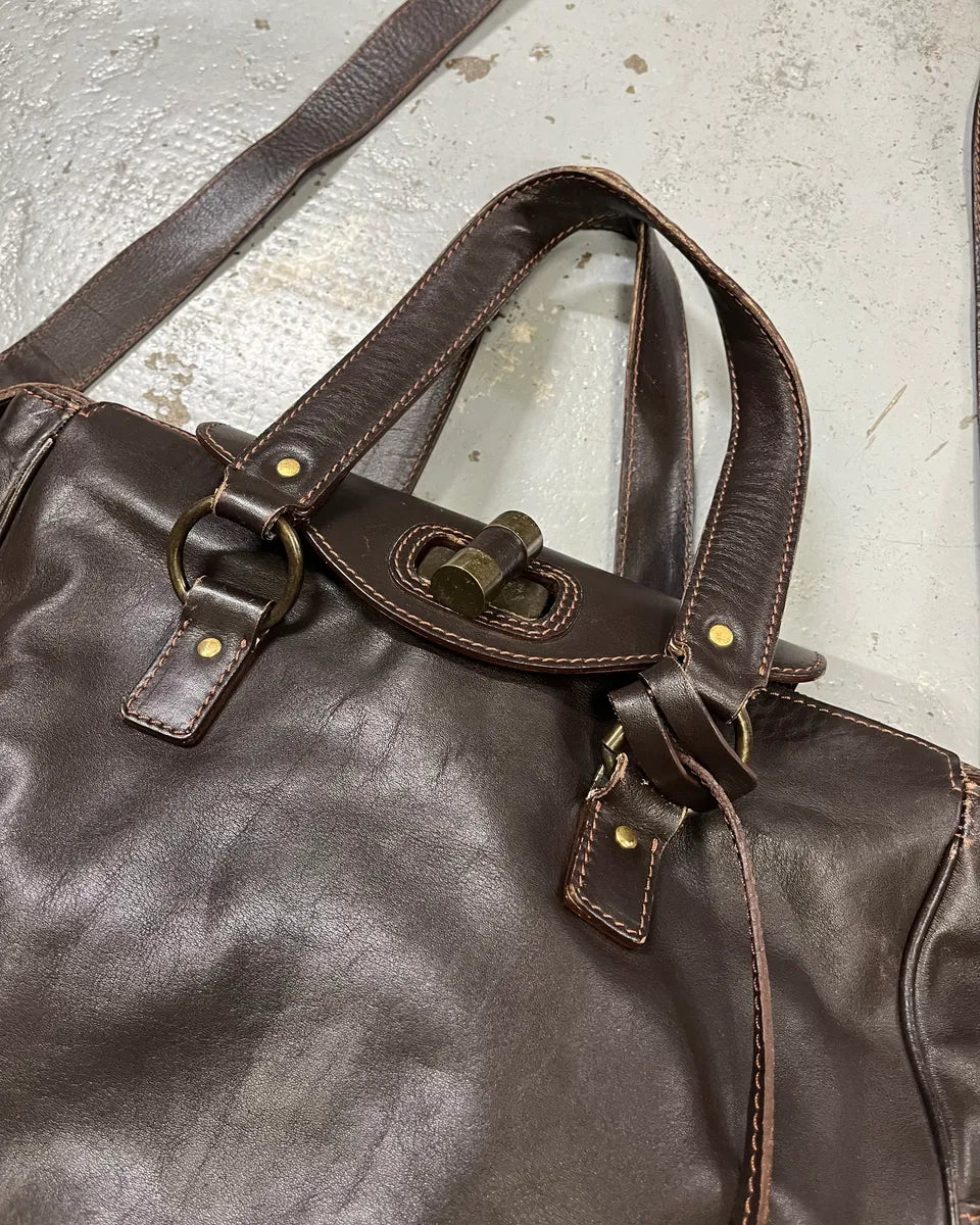 2000s Yves Saint Laurent Brown Leather Handle Bag GOQUNAM 4