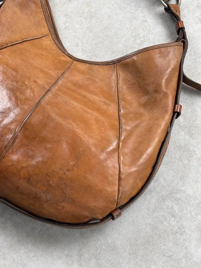AW2002 Yves Saint Laurent Brown Leather Horn-Buckle Shoulder Bag rxtZepF 11