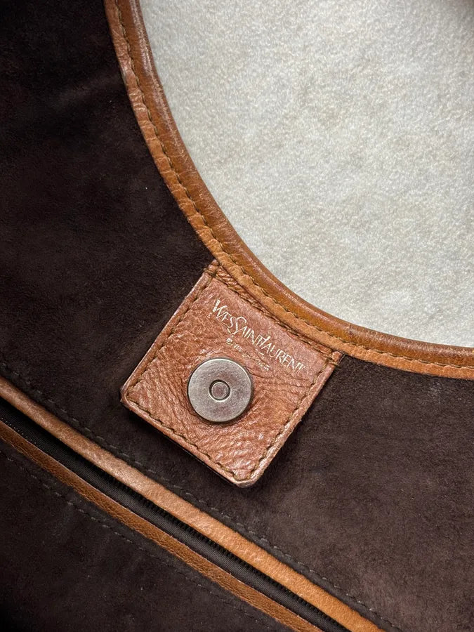 AW2002 Yves Saint Laurent Brown Leather Horn-Buckle Shoulder Bag rxtZepF 14