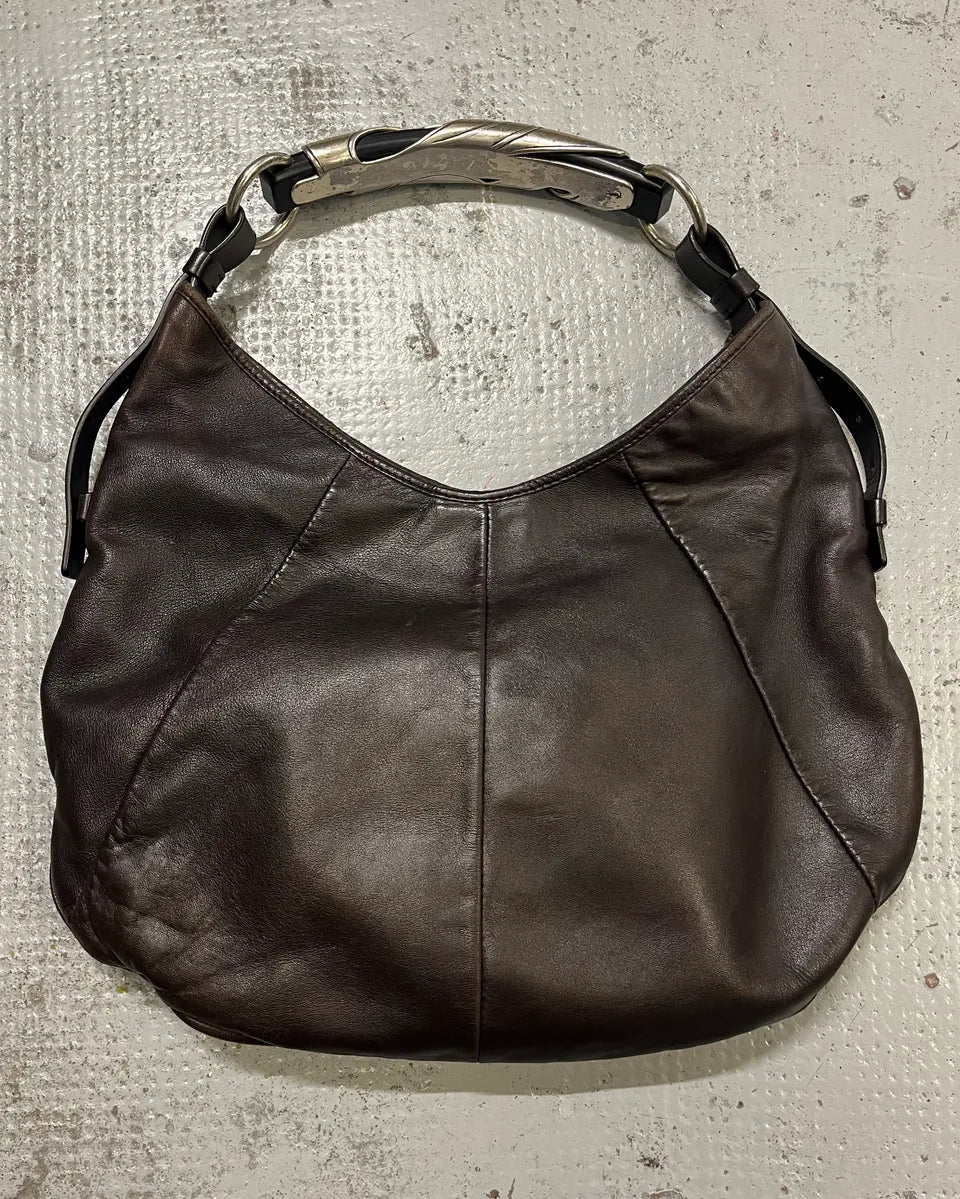 2000s Yves Saint Laurent Brown Leather Mombasa Shoulder Bag luILnJR 0
