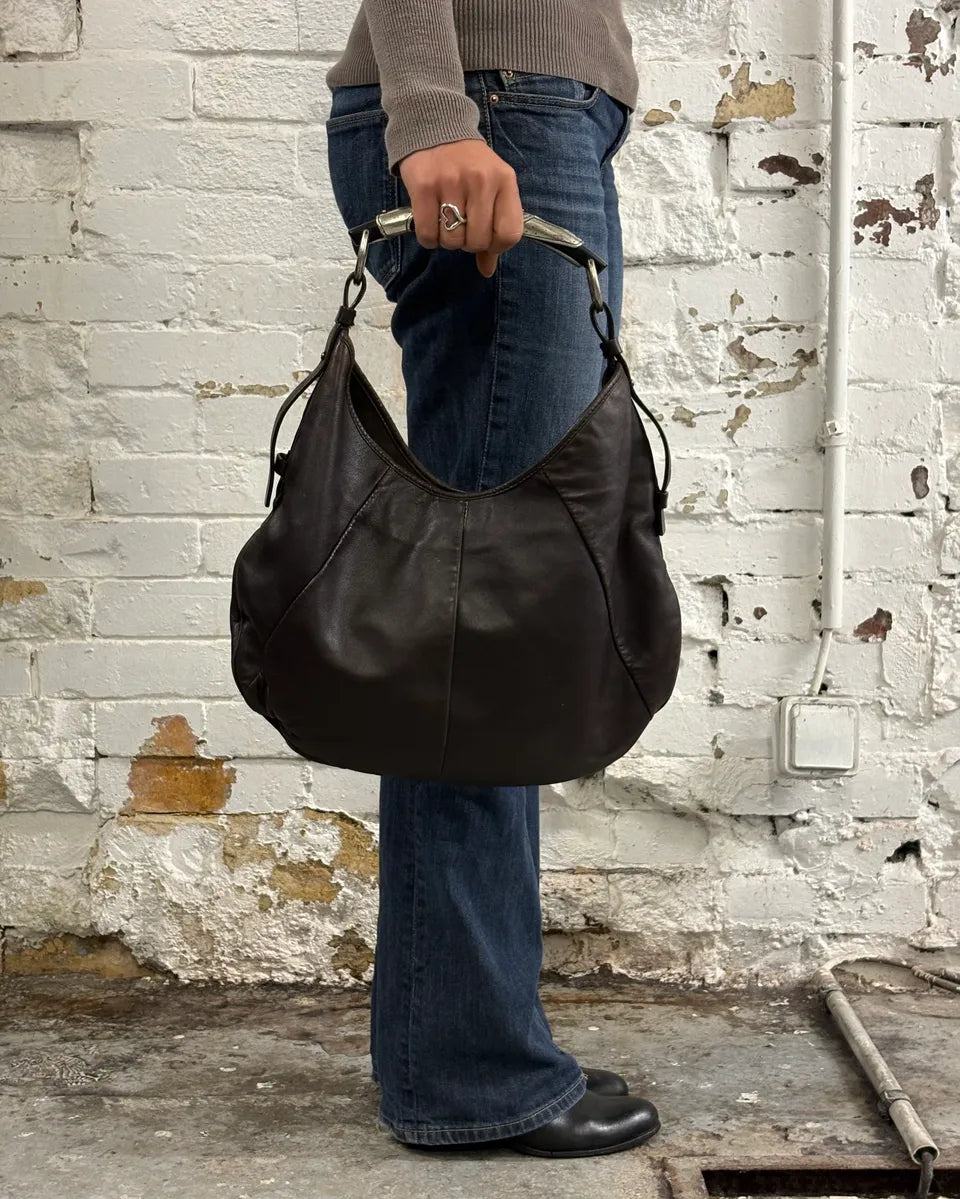 2000s Yves Saint Laurent Brown Leather Mombasa Shoulder Bag luILnJR 2
