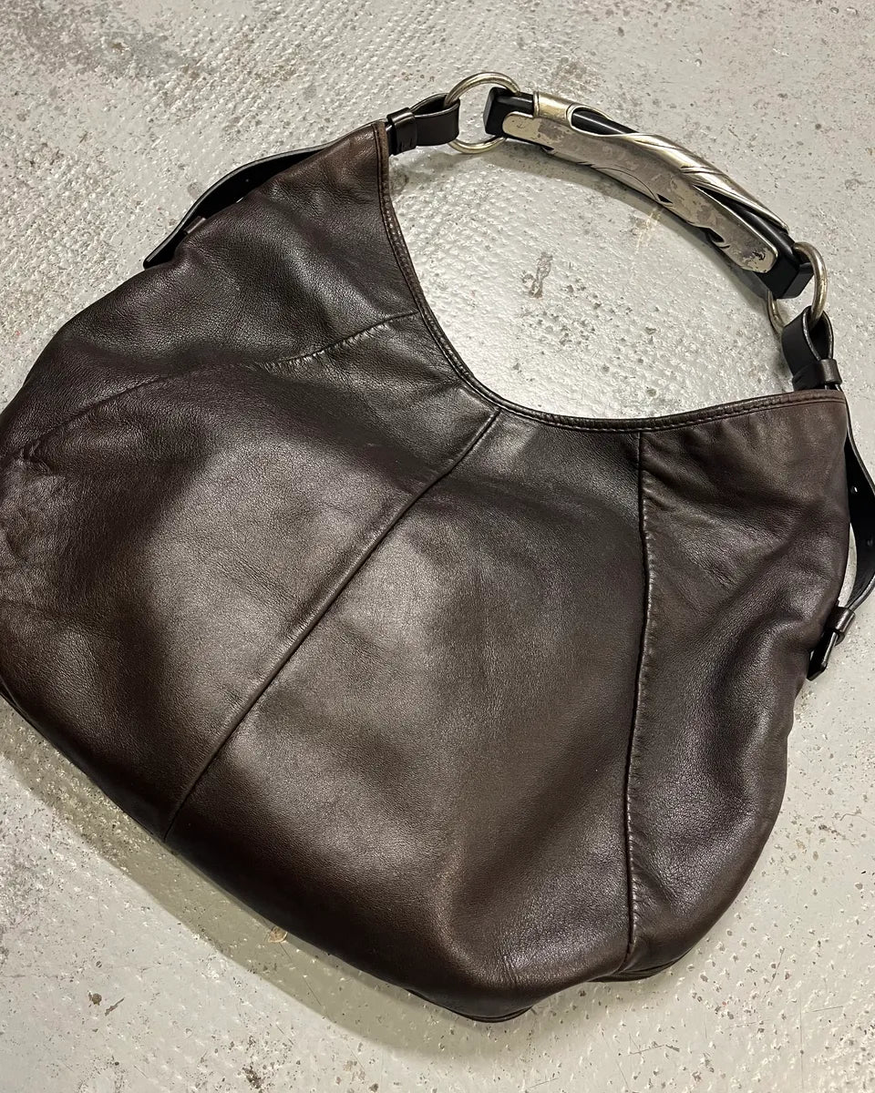 2000s Yves Saint Laurent Brown Leather Mombasa Shoulder Bag luILnJR 4
