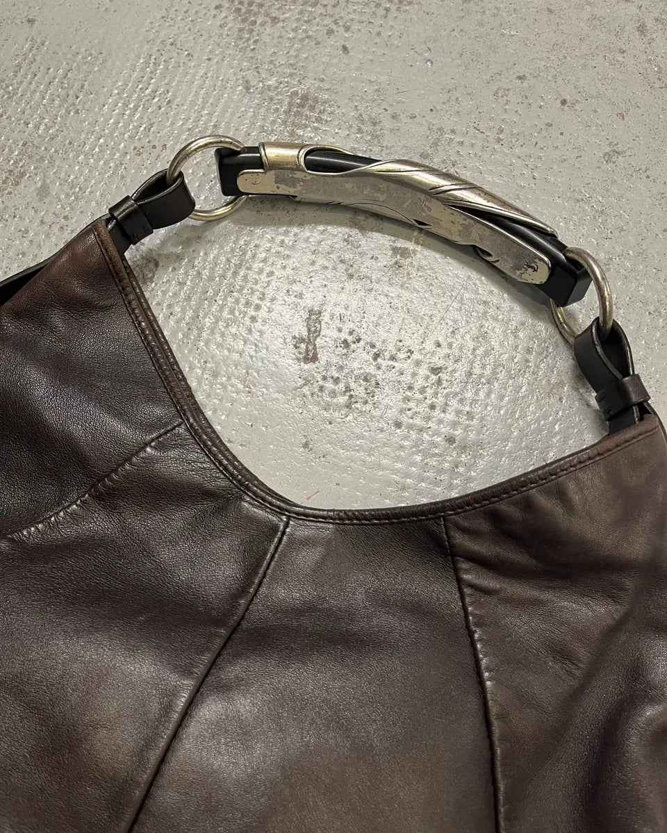 2000s Yves Saint Laurent Brown Leather Mombasa Shoulder Bag luILnJR 5