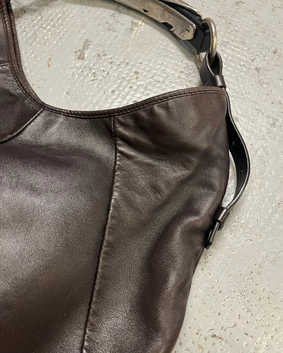 2000s Yves Saint Laurent Brown Leather Mombasa Shoulder Bag luILnJR 6
