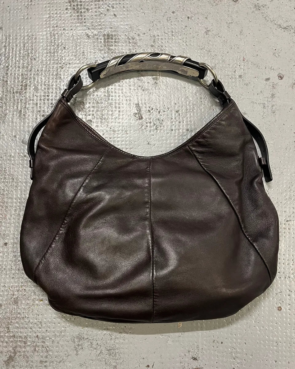 2000s Yves Saint Laurent Brown Leather Mombasa Shoulder Bag luILnJR 8
