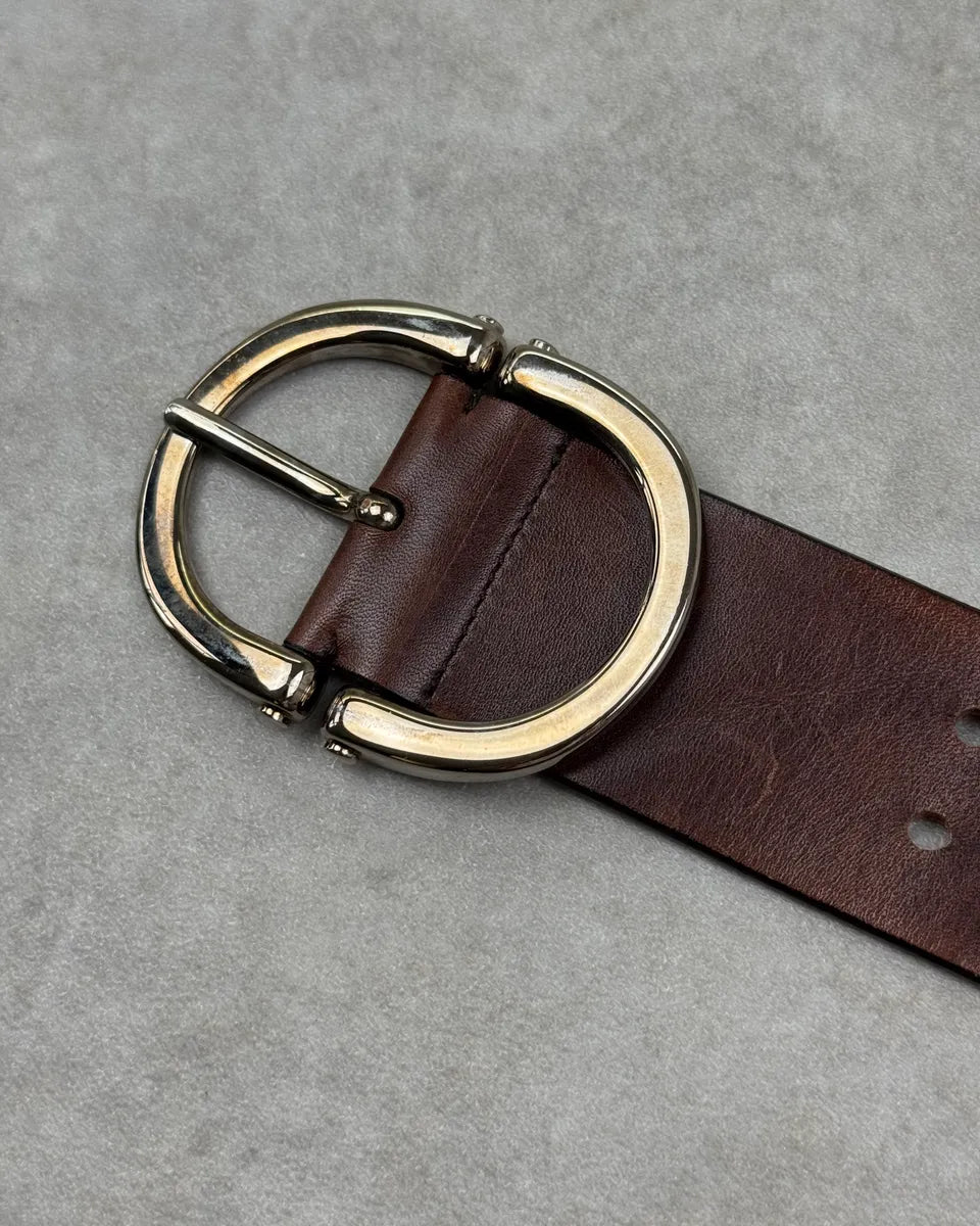 2000s Yves Saint Laurent Brown Leather Perforated Belt aQqMVoI 4