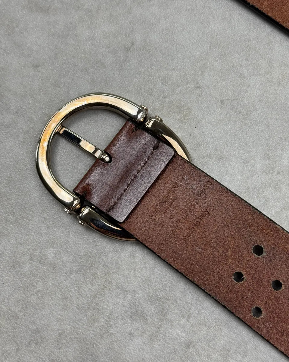 2000s Yves Saint Laurent Brown Leather Perforated Belt aQqMVoI 6