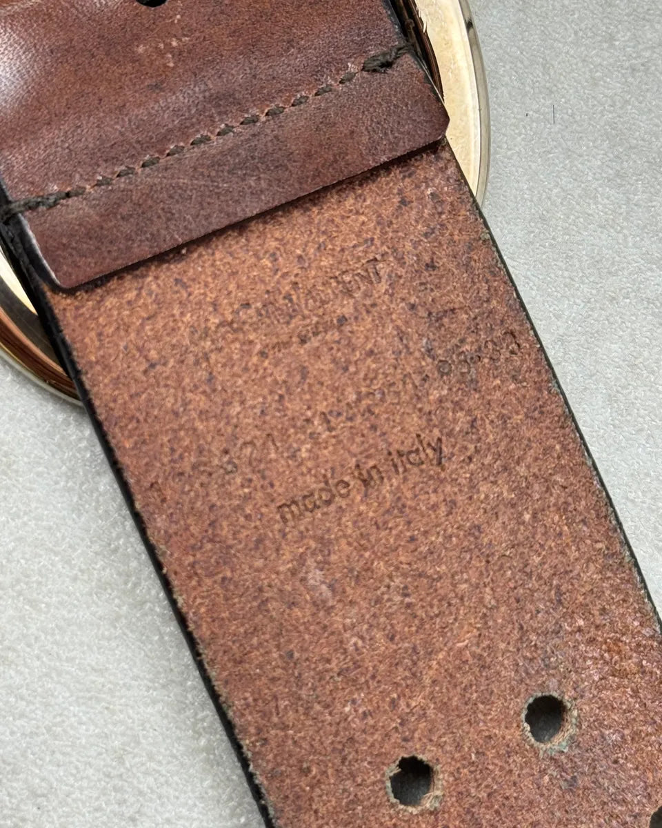2000s Yves Saint Laurent Brown Leather Perforated Belt aQqMVoI 7