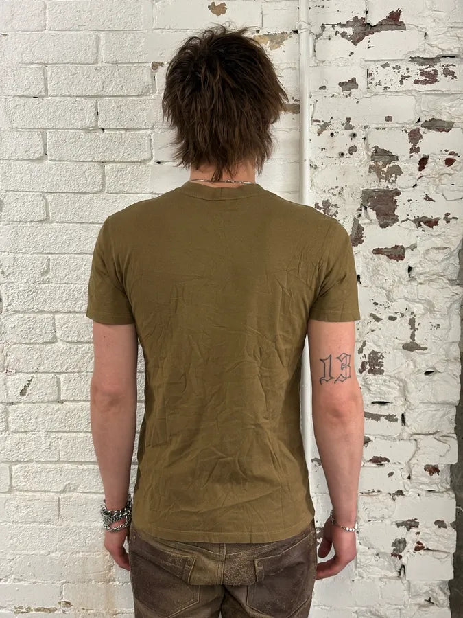 2000s Yves Saint Laurent Brown Safety Pin T-Shirt CROHLpe 2