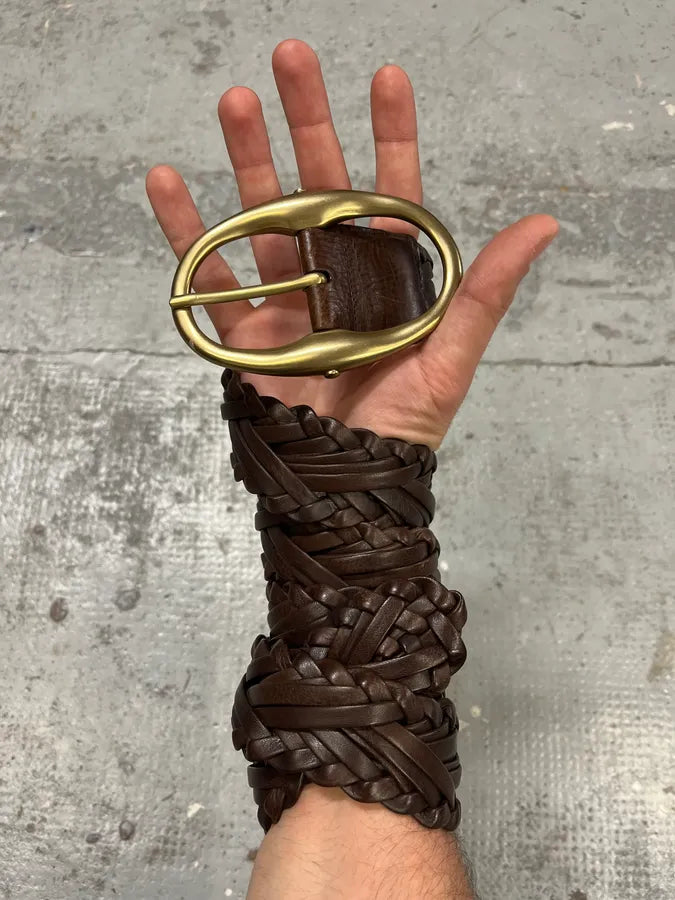 2000s Yves Saint Laurent Brown Woven Leather Belt TUqWBdp 0