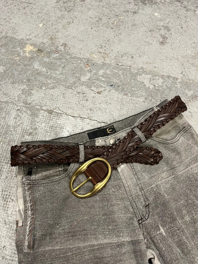 2000s Yves Saint Laurent Brown Woven Leather Belt TUqWBdp 1