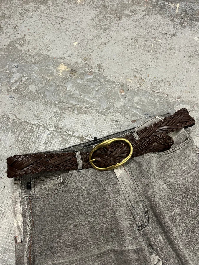 2000s Yves Saint Laurent Brown Woven Leather Belt TUqWBdp 2