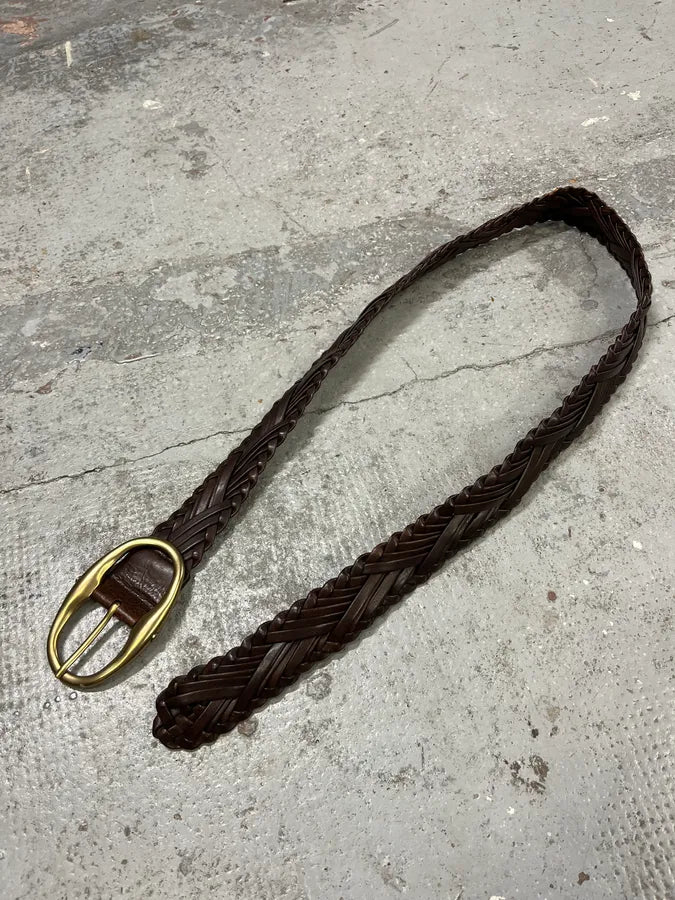 2000s Yves Saint Laurent Brown Woven Leather Belt TUqWBdp 3