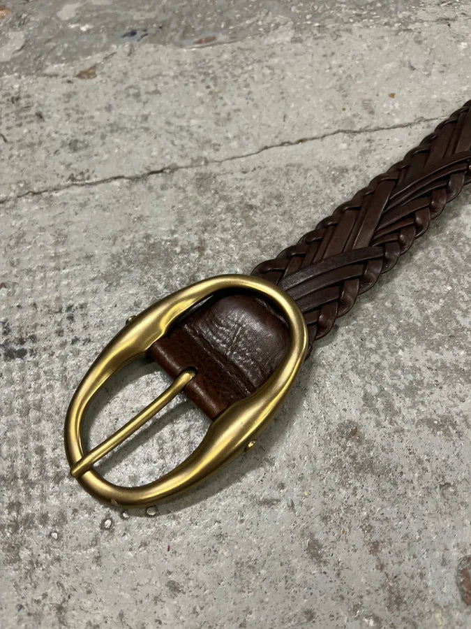 2000s Yves Saint Laurent Brown Woven Leather Belt TUqWBdp 5