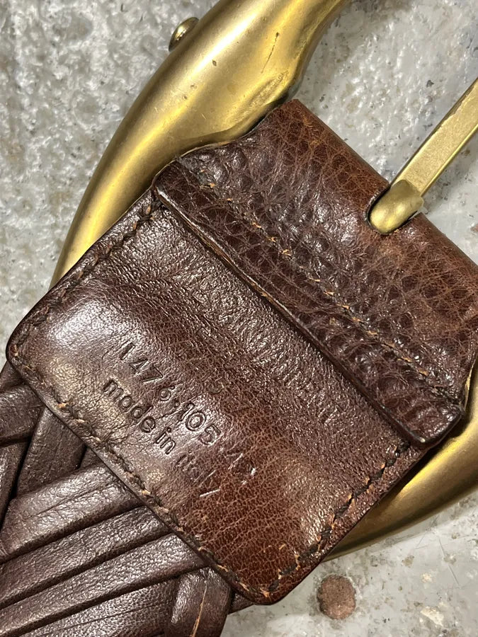2000s Yves Saint Laurent Brown Woven Leather Belt TUqWBdp 8