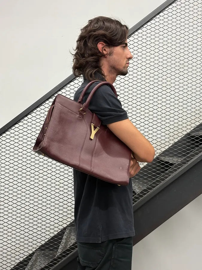 2000s Yves Saint Laurent Burgundy Leather Chyc Handle Bag ORpEReV 1