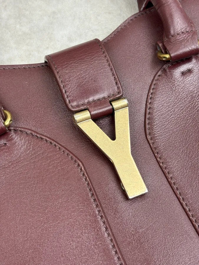 2000s Yves Saint Laurent Burgundy Leather Chyc Handle Bag ORpEReV 9