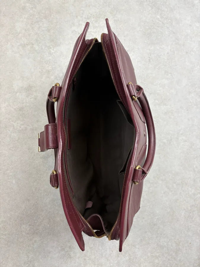 2000s Yves Saint Laurent Burgundy Leather Chyc Handle Bag ORpEReV 8