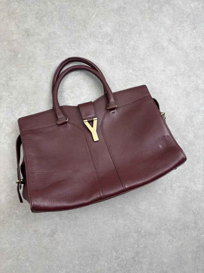 2000s Yves Saint Laurent Burgundy Leather Chyc Handle Bag ORpEReV 3