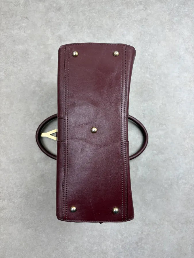 2000s Yves Saint Laurent Burgundy Leather Chyc Handle Bag ORpEReV 7