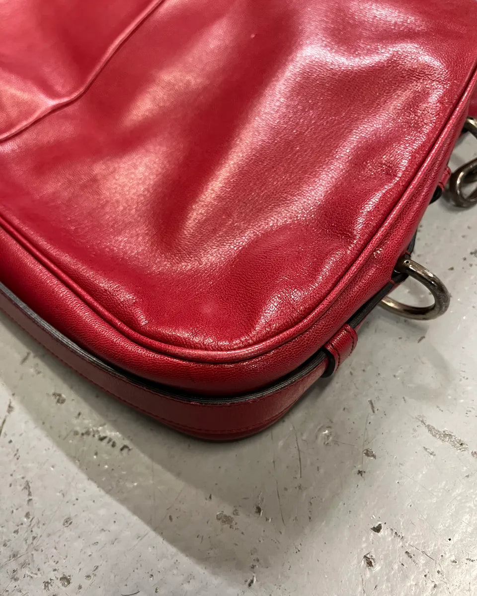2000s Yves Saint Laurent By Tom Ford Red Leather Mombasa Black Horn Handle Bag HuuvgCH 6