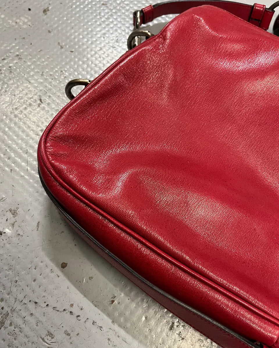 2000s Yves Saint Laurent By Tom Ford Red Leather Mombasa Black Horn Handle Bag HuuvgCH 7