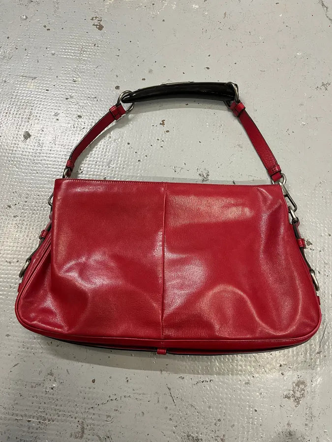 2000s Yves Saint Laurent By Tom Ford Red Leather Mombasa Black Horn Handle Bag HuuvgCH 8