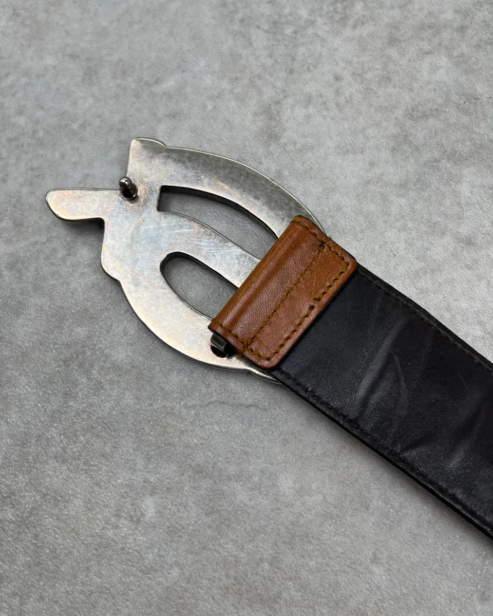 2000s Yves Saint Laurent Camel Brown Leather Logo Buckle Belt iljXwRS 6