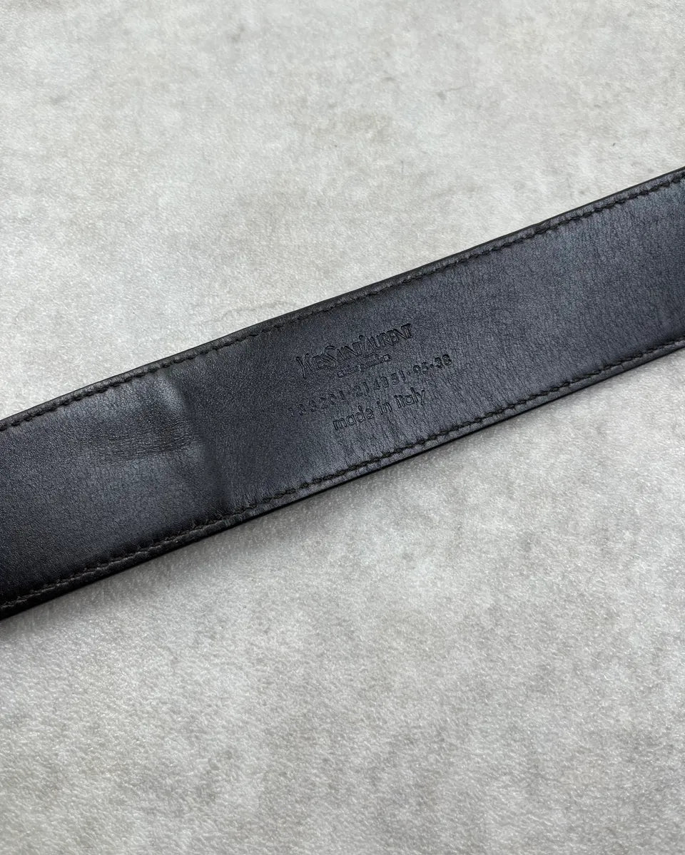 2000s Yves Saint Laurent Camel Brown Leather Logo Buckle Belt iljXwRS 7