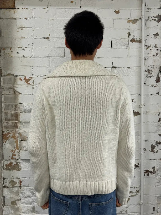 2000s Yves Saint Laurent Class V-Neck White Wool Sweater lEyGhDd 2