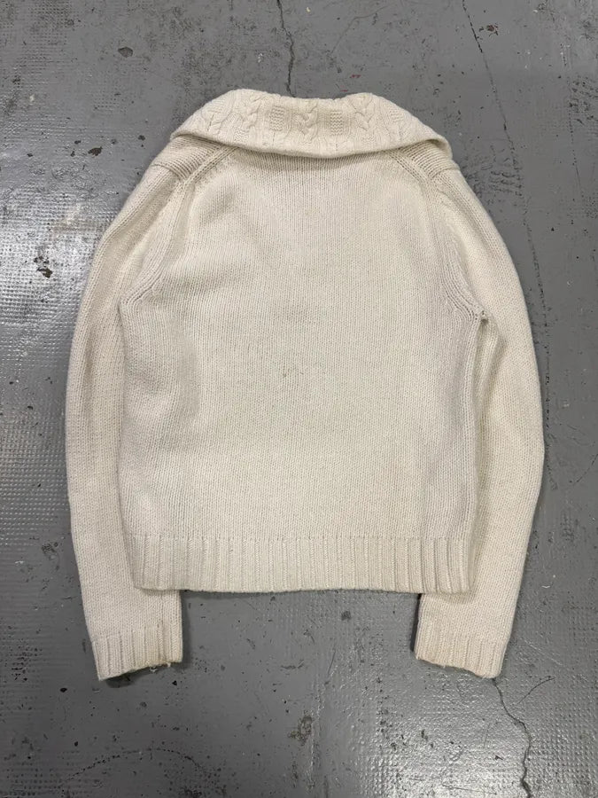 2000s Yves Saint Laurent Class V-Neck White Wool Sweater lEyGhDd 4