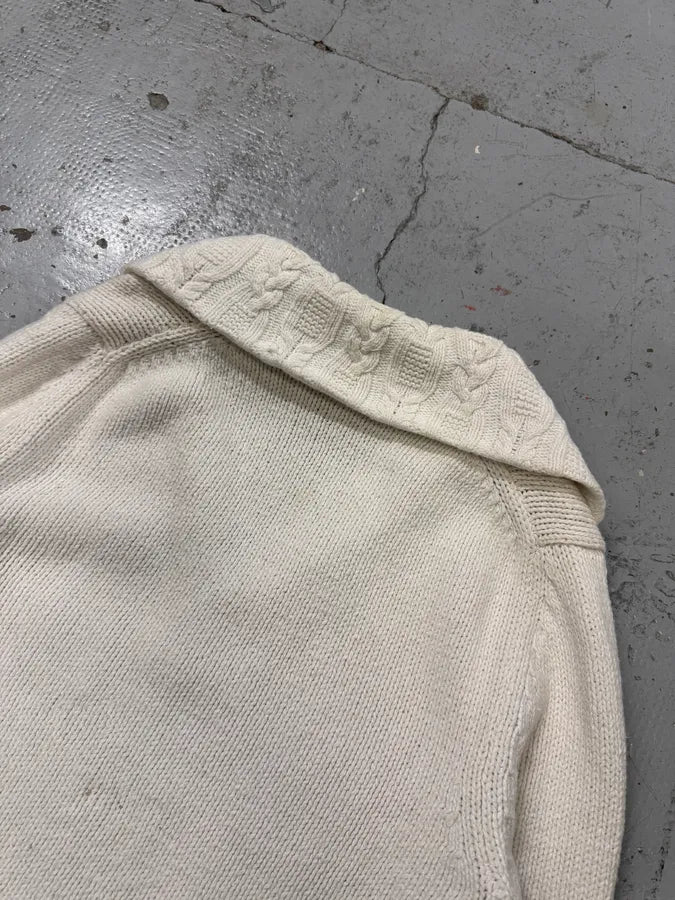 2000s Yves Saint Laurent Class V-Neck White Wool Sweater lEyGhDd 5