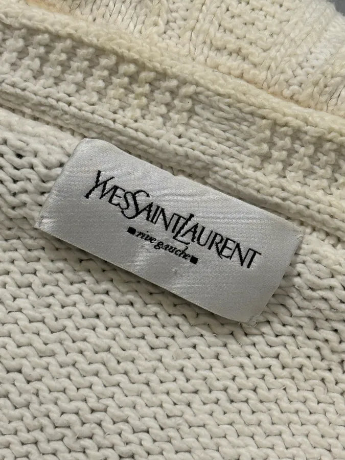 2000s Yves Saint Laurent Class V-Neck White Wool Sweater lEyGhDd 6