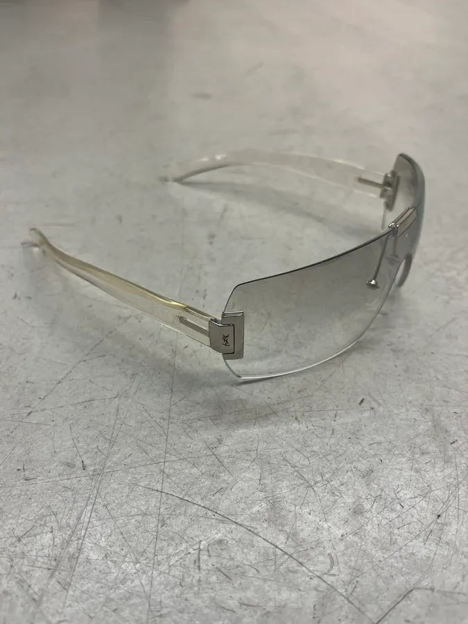 SS2012 Yves Saint Laurent Clear Silver Shield Sunglasses mCpiFfx 4