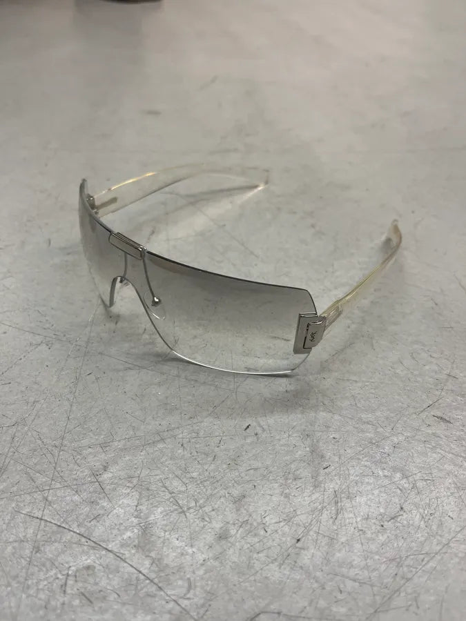 SS2012 Yves Saint Laurent Clear Silver Shield Sunglasses mCpiFfx 5