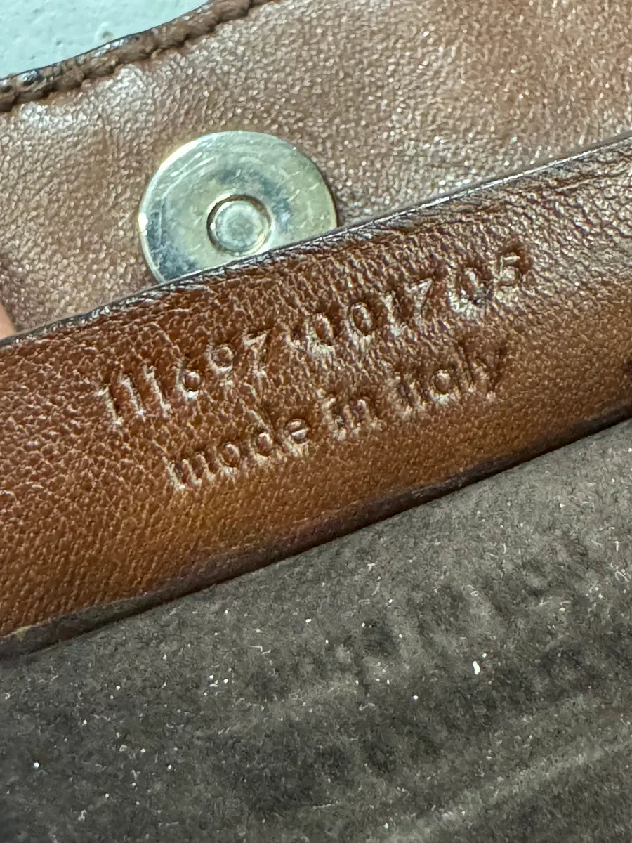 2000s Yves Saint Laurent Cognac Leather Ruched Handle Bag JTafKkz 7