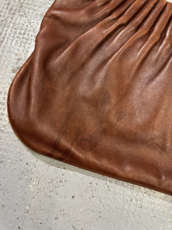2000s Yves Saint Laurent Cognac Leather Ruched Handle Bag JTafKkz 9