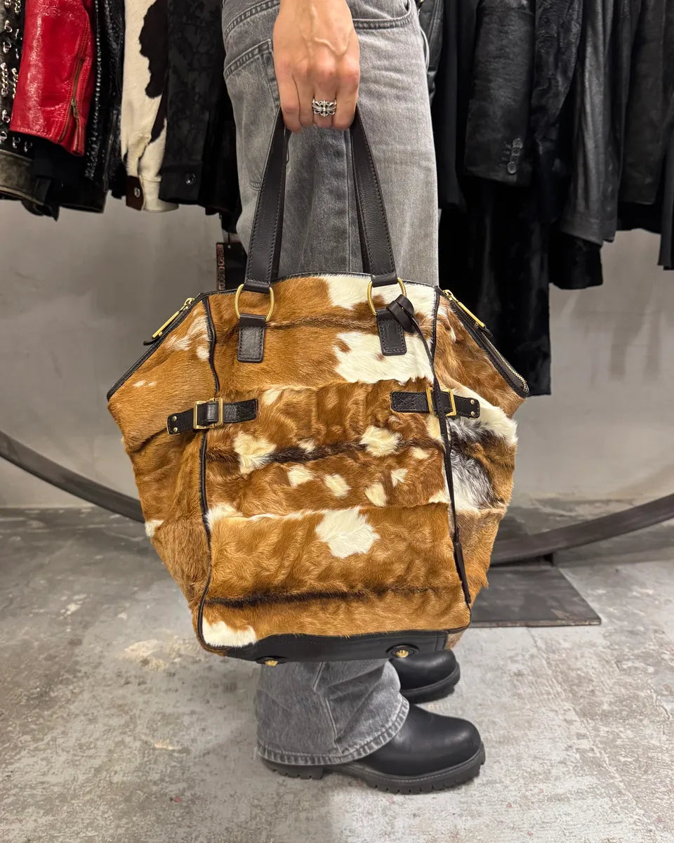 2000s Yves Saint Laurent Cowhide Fur Leather Handle Bag XTciJuO 1