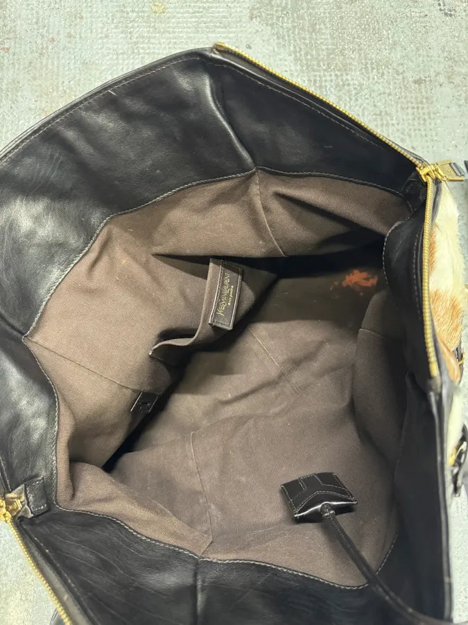 2000s Yves Saint Laurent Cowhide Fur Leather Handle Bag (OS) XTciJuO 11