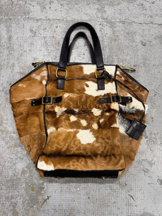2000s Yves Saint Laurent Cowhide Fur Leather Handle Bag XTciJuO 5