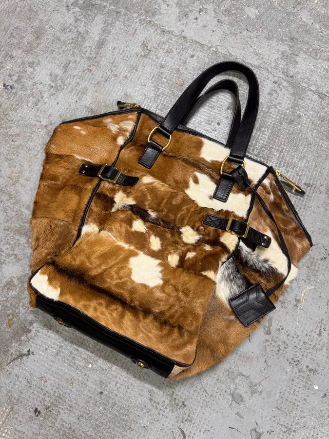 2000s Yves Saint Laurent Cowhide Fur Leather Handle Bag XTciJuO 6