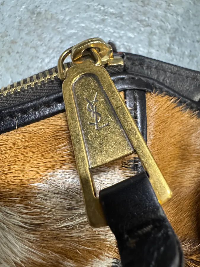 2000s Yves Saint Laurent Cowhide Fur Leather Handle Bag XTciJuO 8