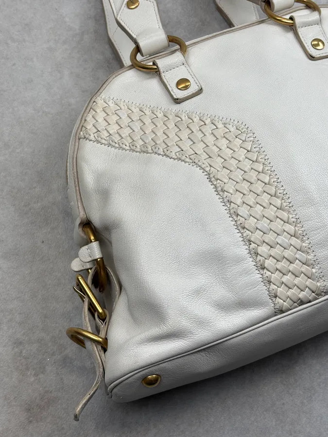 2000s Yves Saint Laurent Cream Leather Interwoven Handle Bag tgNQexN 4