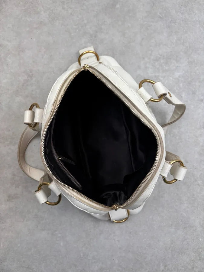 2000s Yves Saint Laurent Cream Leather Interwoven Handle Bag tgNQexN 15