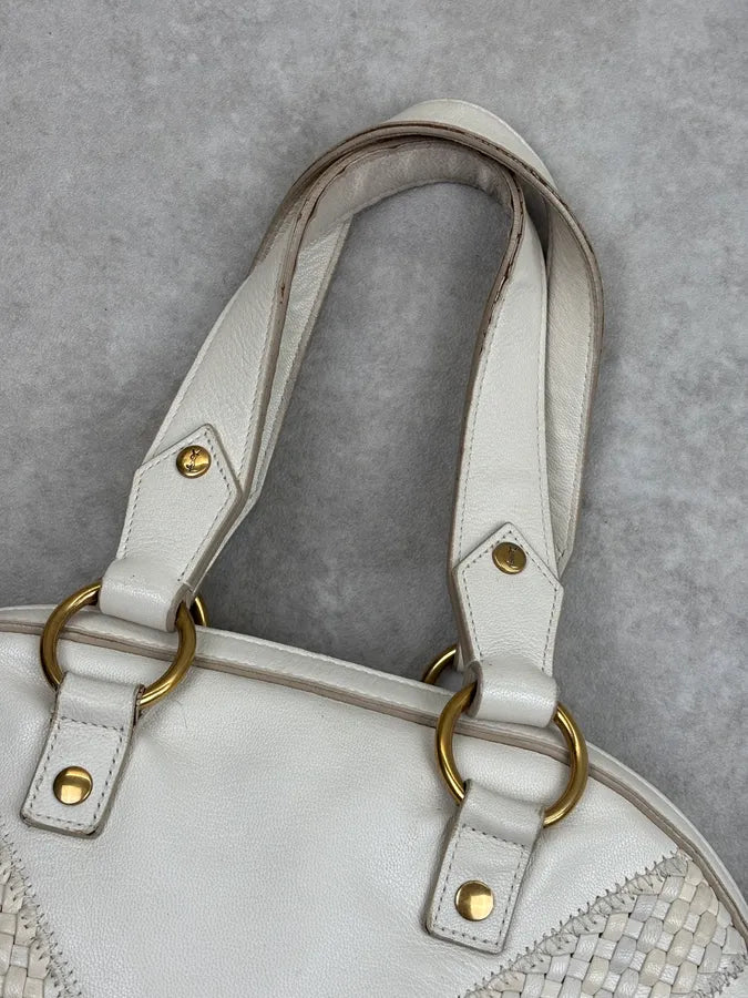 2000s Yves Saint Laurent Cream Leather Interwoven Handle Bag tgNQexN 6