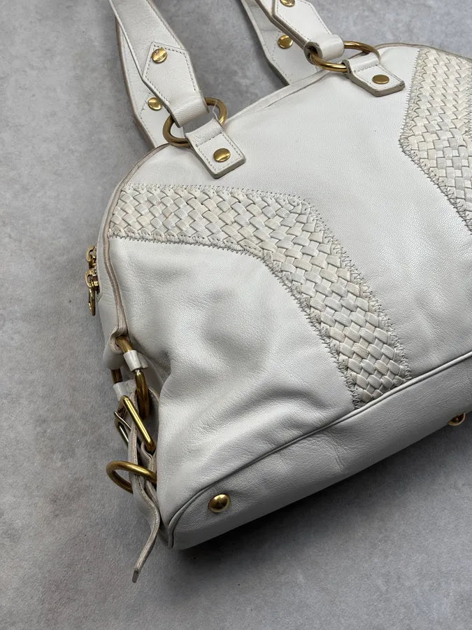 2000s Yves Saint Laurent Cream Leather Interwoven Handle Bag tgNQexN 9
