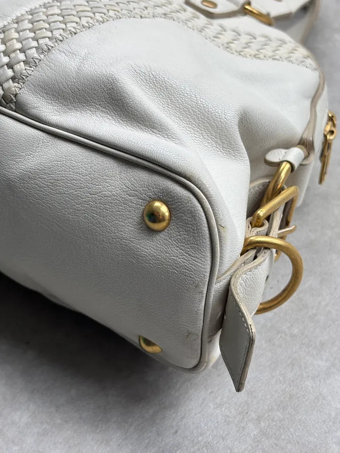 2000s Yves Saint Laurent Cream Leather Interwoven Handle Bag tgNQexN 13