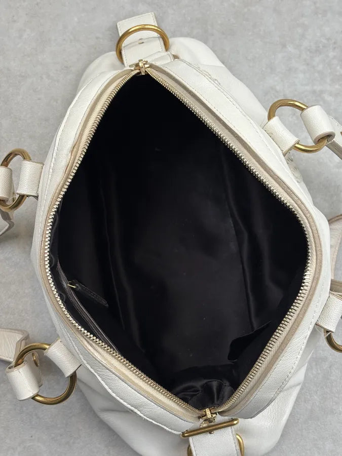 2000s Yves Saint Laurent Cream Leather Interwoven Handle Bag tgNQexN 16