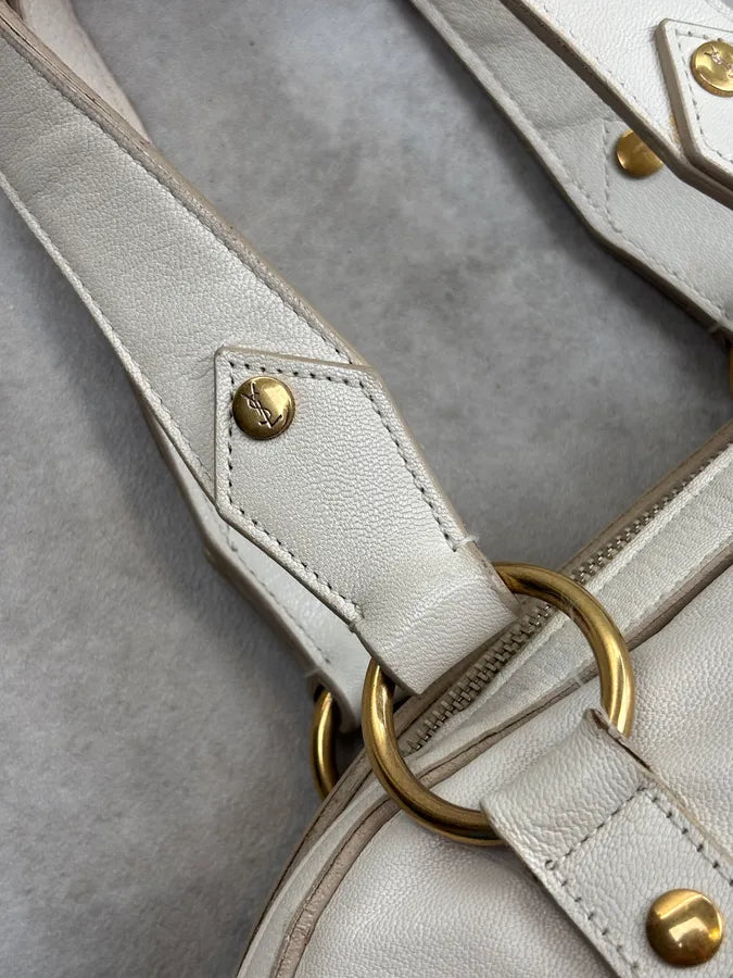 2000s Yves Saint Laurent Cream Leather Interwoven Handle Bag tgNQexN 10